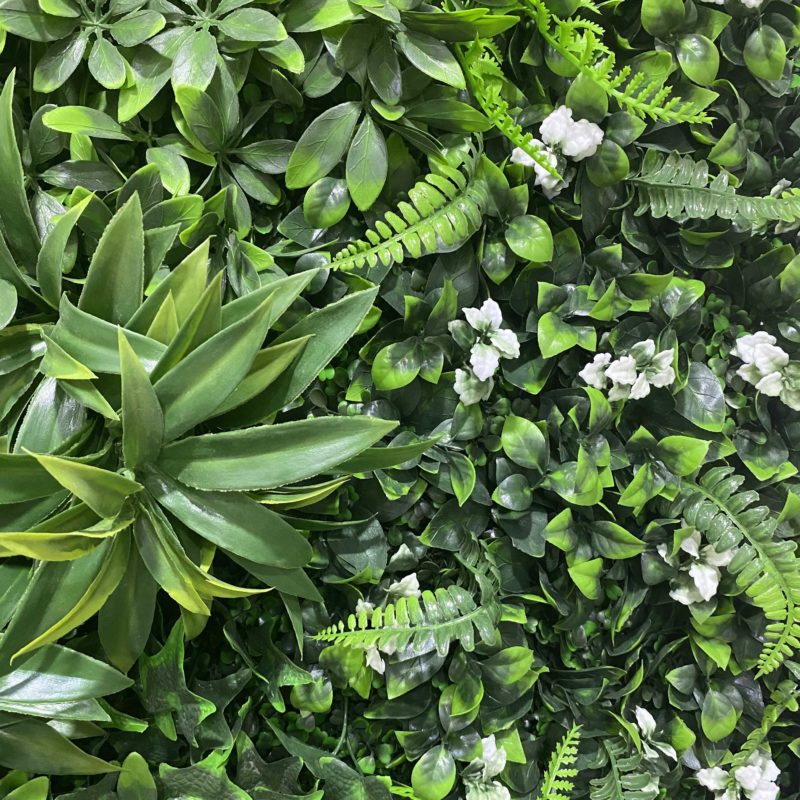 163162-x2ke0t.jpg Panneau mural de plantes artificielles, tropicales, fleurs, herbes vertes, 50 x 50 cm – Image 3