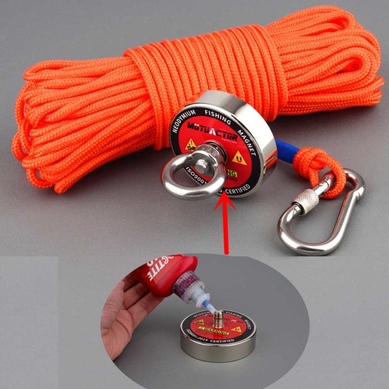 163281-juhtxh.jpg Aimant de pêche surpuissant en néodyme N52, avec corde, crochet, gants et sac de rangement – Image 2