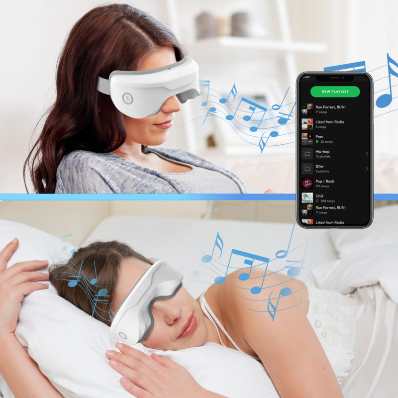 Masseur oculaire avec vibration, chauffant, Bluetooth, musique, pression d'air, pliable – Image 2