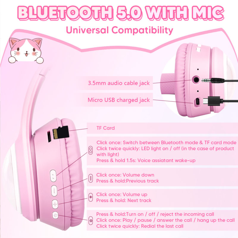 163442-qmmewn.jpg Casque audio sans fil avec étui pour enfant, Bluetooth 5.3, RVB, Hi-Fi – Image 6
