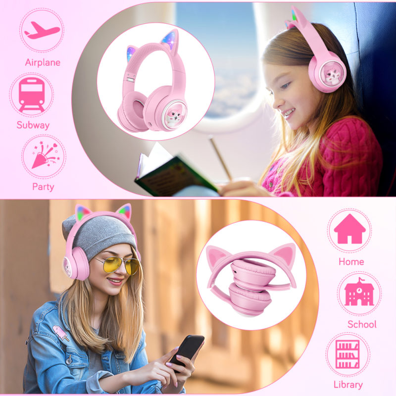 163442-smg16q.jpg Casque audio sans fil avec étui pour enfant, Bluetooth 5.3, RVB, Hi-Fi – Image 8