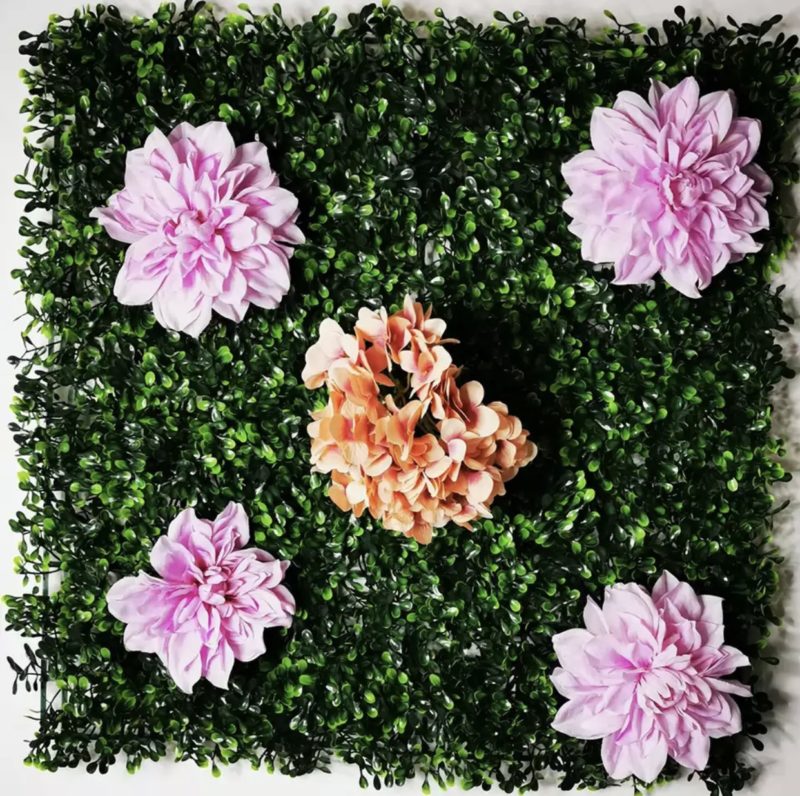 Panneau mural de plantes artificielles, fleurs, roses, feuilles tropicales, 50 x 50 cm – Image 11