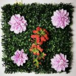 Panneau mural de plantes artificielles, fleurs, roses, feuilles tropicales, 50 x 50 cm – Image 10