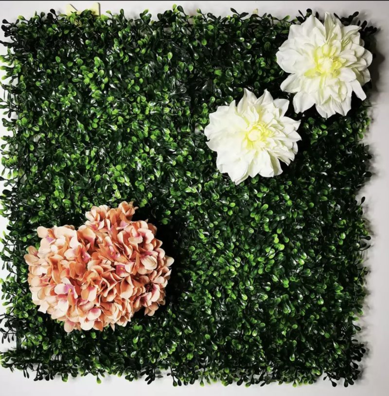 Panneau mural de plantes artificielles, fleurs, roses, feuilles tropicales, 50 x 50 cm – Image 9