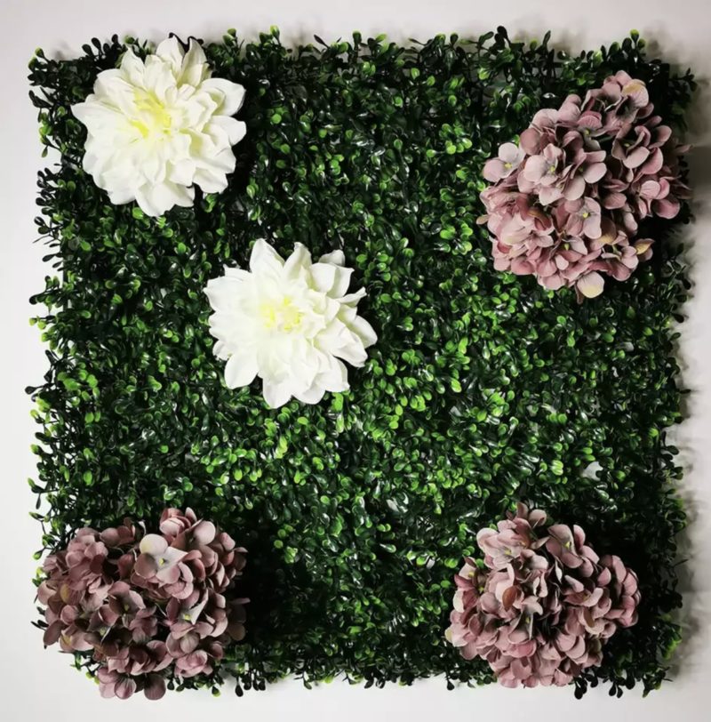 Panneau mural de plantes artificielles, fleurs, roses, feuilles tropicales, 50 x 50 cm – Image 8