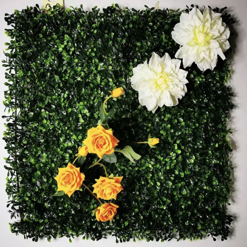 Panneau mural de plantes artificielles, fleurs, roses, feuilles tropicales, 50 x 50 cm – Image 6