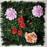 Panneau mural de plantes artificielles, fleurs, roses, feuilles tropicales, 50 x 50 cm – Image 5