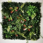 Panneau mural de plantes artificielles, fleurs, roses, feuilles tropicales, 50 x 50 cm – Image 4