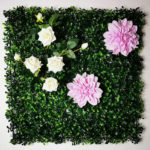 Panneau mural de plantes artificielles, fleurs, roses, feuilles tropicales, 50 x 50 cm – Image 3