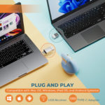 Souris ergonomique verticale sans fil, PC, Android, Type-C, USB, rechargeable, main droite – Image 5