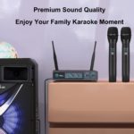 Système de microphones dynamiques sans fil UHF, en métal, 60 m, pour karaoké, scène, église, fêtes – Image 2