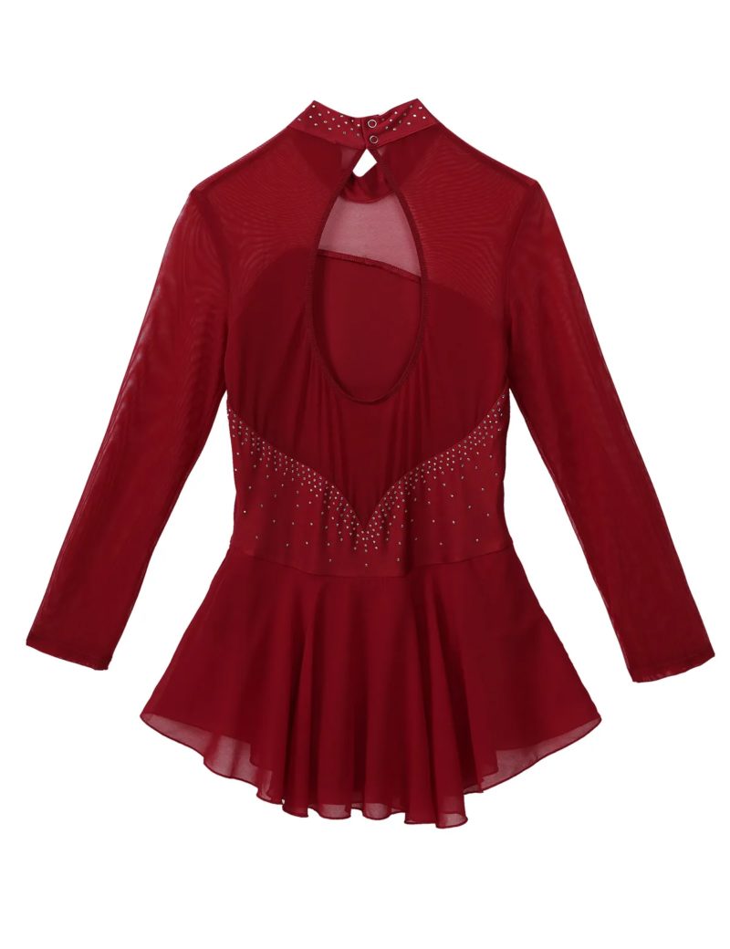 Costume de patinage artistique à manche longue, compétition de danse, pour adulte – Image 6