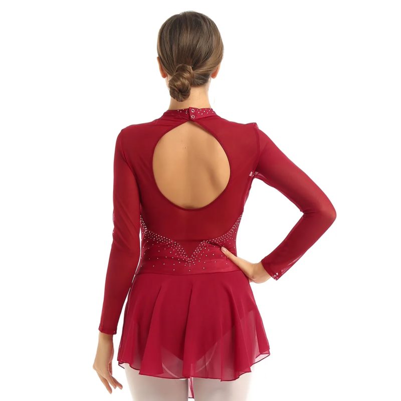 Costume de patinage artistique à manche longue, compétition de danse, pour adulte – Image 4