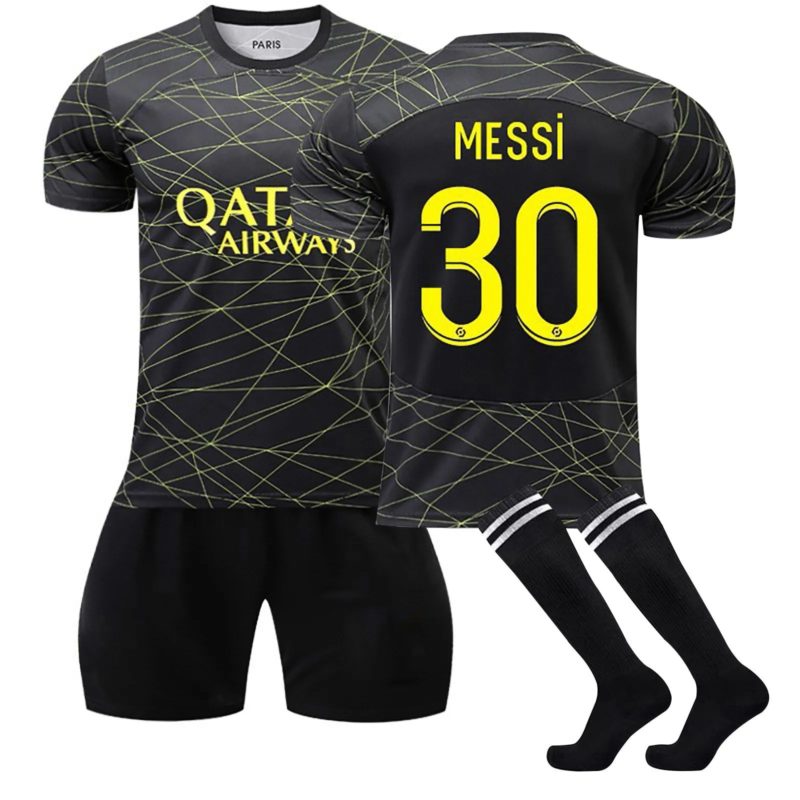Ensemble maillot, short et chaussette de football pour enfant, Mbappé, Neymar, Messi, confortable et respirant – Image 2