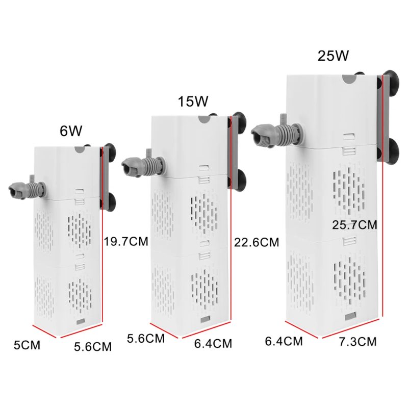 Pompe de filtration d'aquarium interne et silencieuse, filtre à oxygène, multifonctions, de 500 à 1500 l/h – Image 4