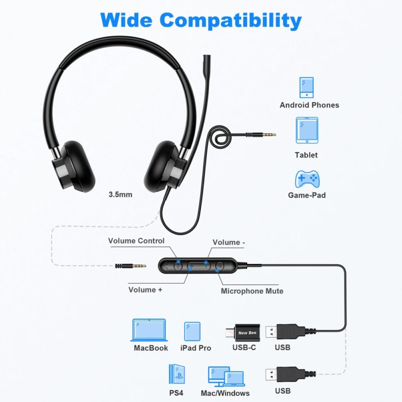 164876-0aavs7.jpg Casque audio USB avec microphone rotatif 360°, anti-bruit actif, pour centre d'appels, Webex, Zoom – Image 6