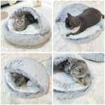 Niche panier en peluche longue, pour chat et chien, 40 à 60 cm – Image 4