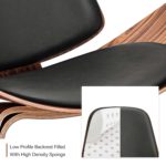 Fauteuil Shell en bois, assise et dossier rembourrés en similicuir, à trois pieds – Image 12