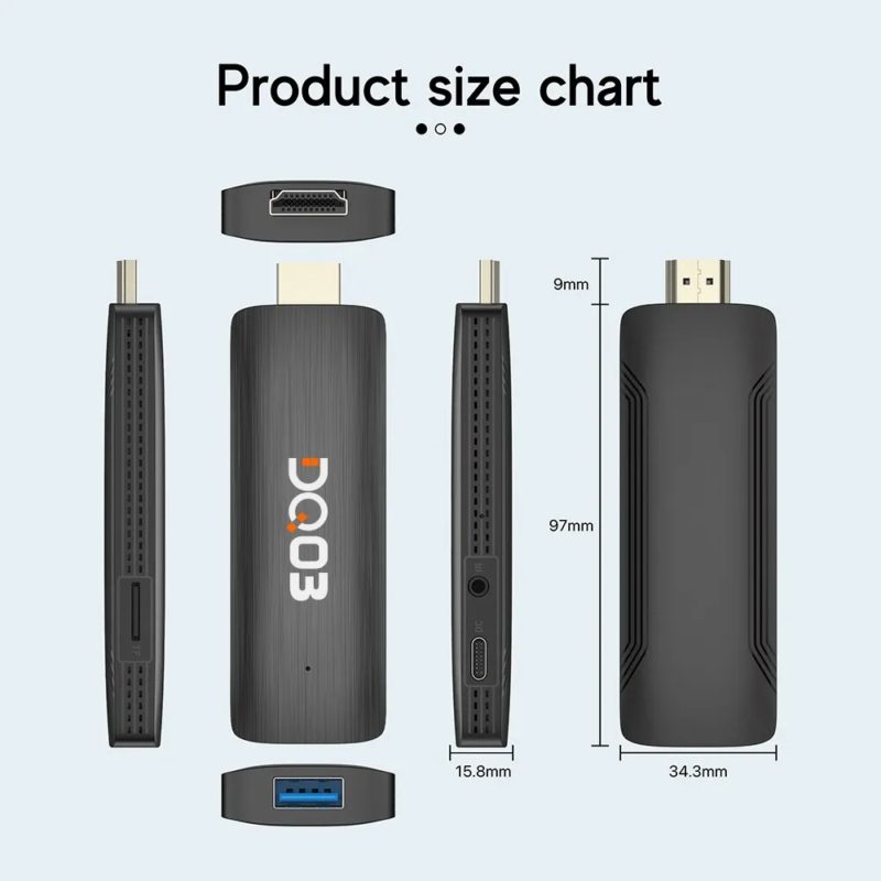 TV Stick Android 10, DQ03, 4K 3840x2160, RAM 2 GB DDR3, stockage 16 GB eMMC  – Image 5