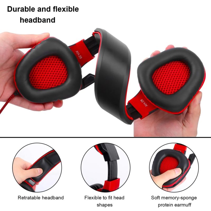 Casque de jeu avec micro, AH28, isolation acoustique, Bass Surround, son immersif – Image 4