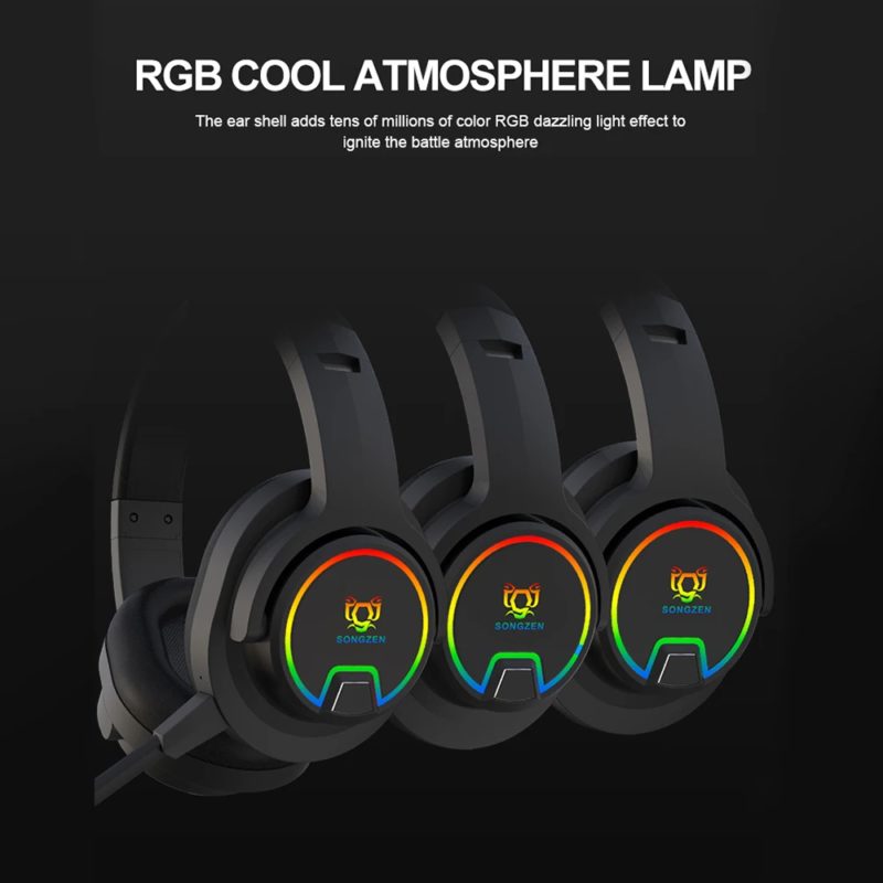 Casque de jeu sans fil avec réduction du bruit, MPOW, Bluetooth 5.0, Surround 7.1, éclairage RVB – Image 6