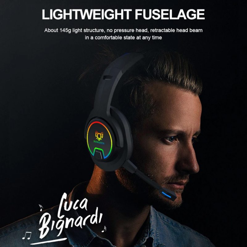 Casque de jeu sans fil avec réduction du bruit, MPOW, Bluetooth 5.0, Surround 7.1, éclairage RVB – Image 2