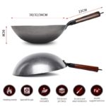Wok en fer traditionnel chinois, en fer forgé à la main, avec revêtement naturel et manche en bois, de 30 à 34 cm – Image 9