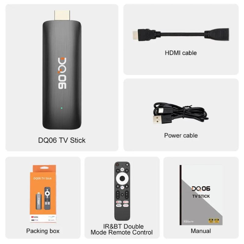 TV Stick Android 12, DQ06, 8K, RAM 4 GB DDR3, stockage 32 GB eMMC – Image 10