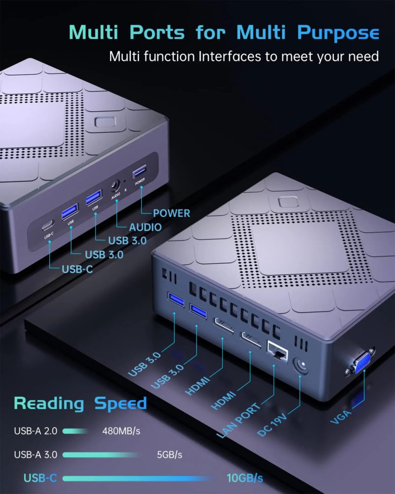 Mini PC Intel Core i5-8529U, WiFi, BT 4.2, 16 Go RAM DDR4, 512 Go SSD NVMe, Windows 11 Pro – Image 5