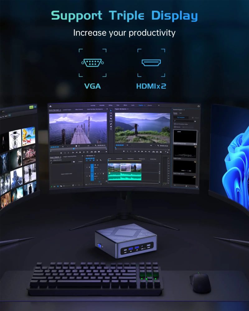 Mini PC Intel Core i5-8529U, WiFi, BT 4.2, 16 Go RAM DDR4, 512 Go SSD NVMe, Windows 11 Pro – Image 6