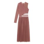 Robe de danse avec une manche longue, taille découpée, justaucorps en maille – Image 6