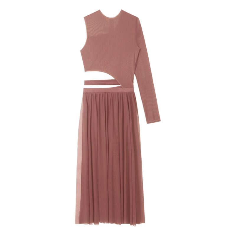 Robe de danse avec une manche longue, taille découpée, justaucorps en maille – Image 5