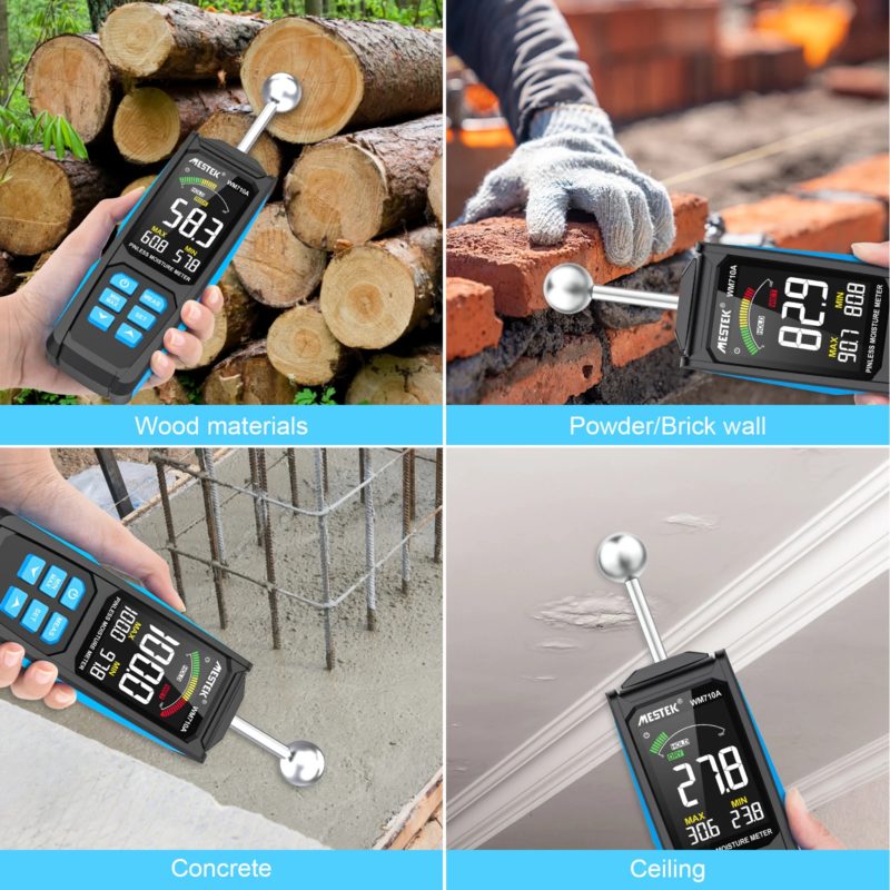 167020-cuyoij.jpg Humidimètre numérique WM710A, non destructif, pour bois, ciment et plâtre, mesure d'humidité – Image 3