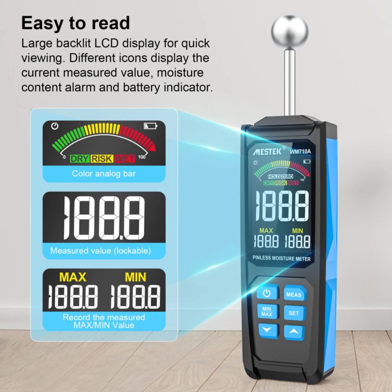 167020-qj7ut8.jpg Humidimètre numérique WM710A, non destructif, pour bois, ciment et plâtre, mesure d'humidité – Image 6