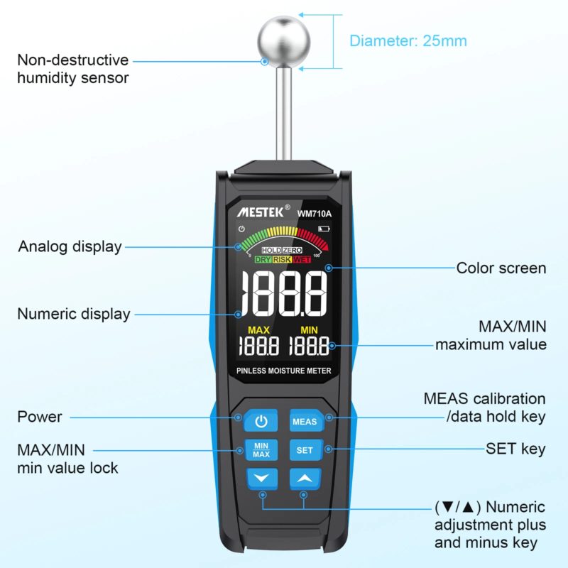167020-qsnnfo.jpg Humidimètre numérique WM710A, non destructif, pour bois, ciment et plâtre, mesure d'humidité – Image 7