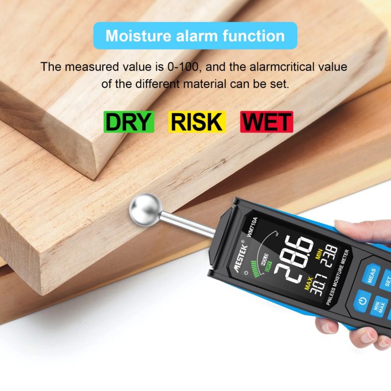 167020-wlbjiv.jpg Humidimètre numérique WM710A, non destructif, pour bois, ciment et plâtre, mesure d'humidité – Image 2