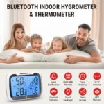 Thermomètre et hygromètre connecté, Bluetooth, rétro éclairage, station de météo – Image 6