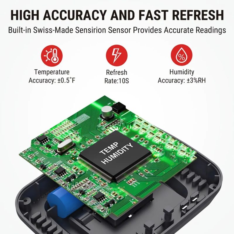167097-zdgfh4.jpg Thermomètre et hygromètre connecté, Bluetooth, rétro éclairage, station de météo – Image 4