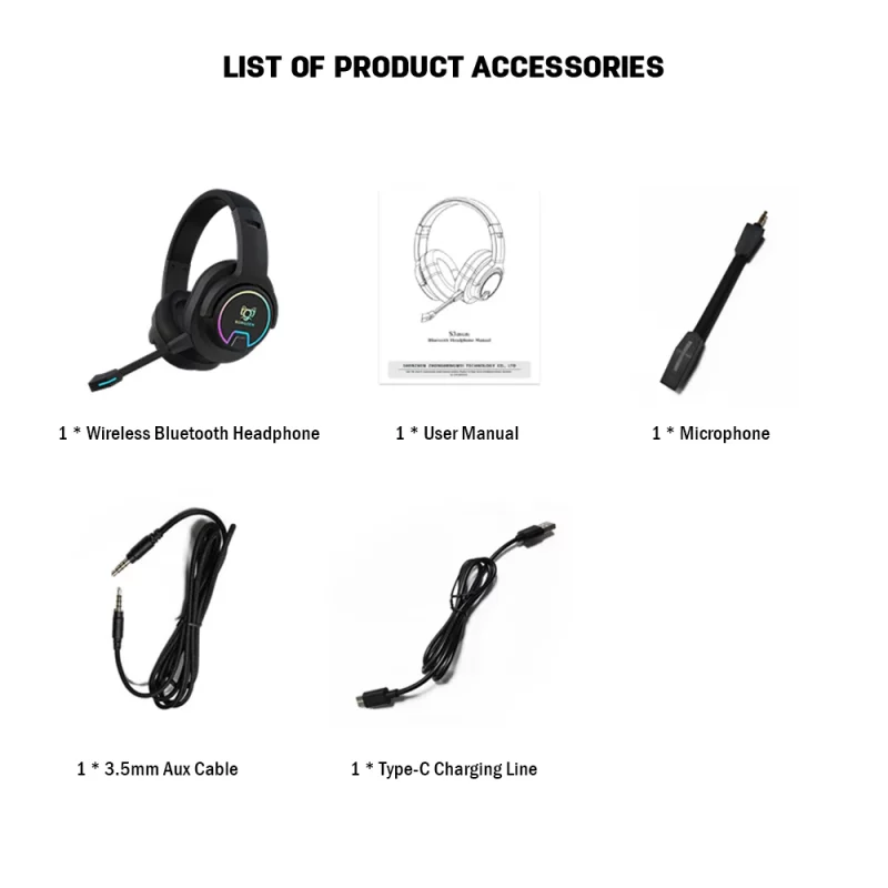 Casque de jeu sans fil avec réduction du bruit, MPOW, Bluetooth 5.0, Surround 7.1, éclairage RVB – Image 7