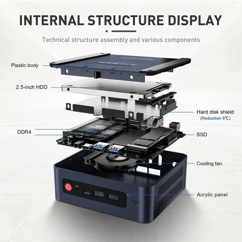 Mini PC Intel Core N5105 Jasper Lake, WiFi 5, BT 4.0, RAM DDR4, SSD M.2 NVMe, Windows 11 – Image 18
