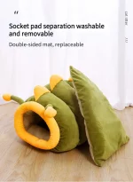 Niche tunnel en peluche pour chat et chien, chaude et respirante – Image 6