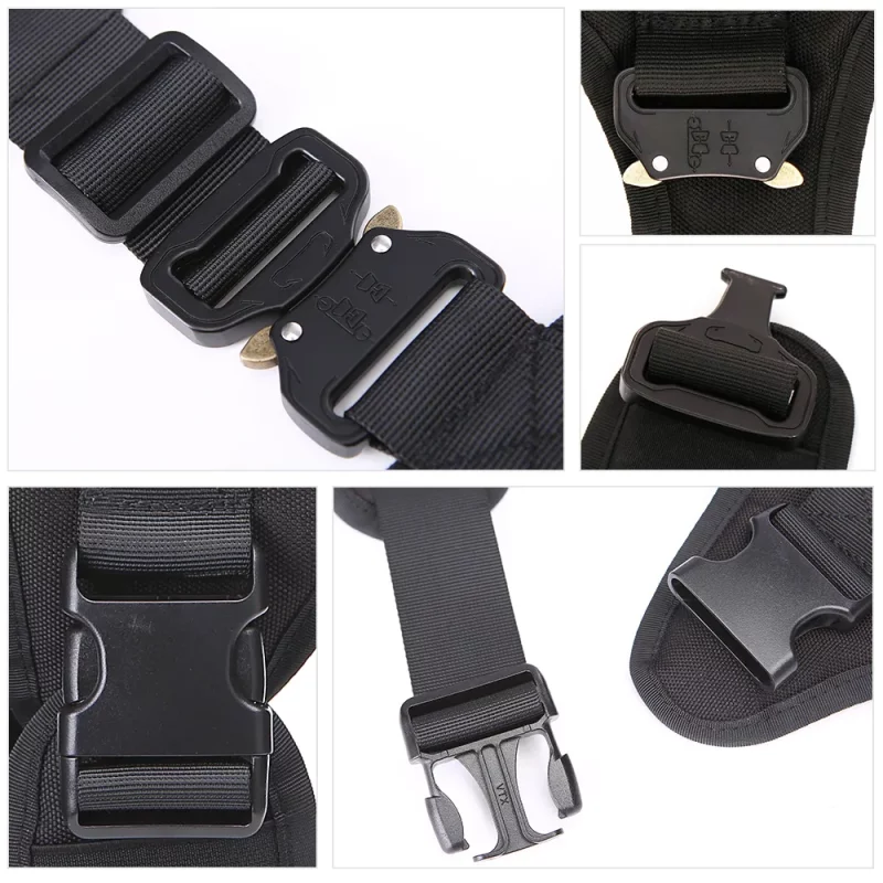 Ensemble de harnais, laisse, vêtement et accessoires tactiques en nylon, pour chien, 6 pièces – Image 5