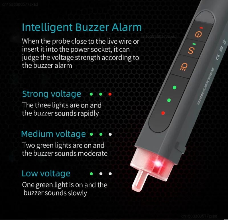 Testeur de tension JM-G2704, alarme sonore et visuelle – Image 10