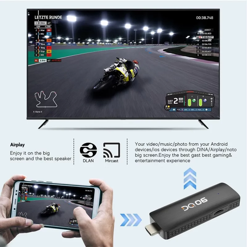 TV Stick Android 12, DQ06, 8K, RAM 4 GB DDR3, stockage 32 GB eMMC – Image 3