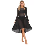 Robe de danse lyrique moderne, manches longues, paillettes, maille transparente, justaucorps – Image 5