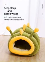 Niche tunnel en peluche pour chat et chien, chaude et respirante – Image 9