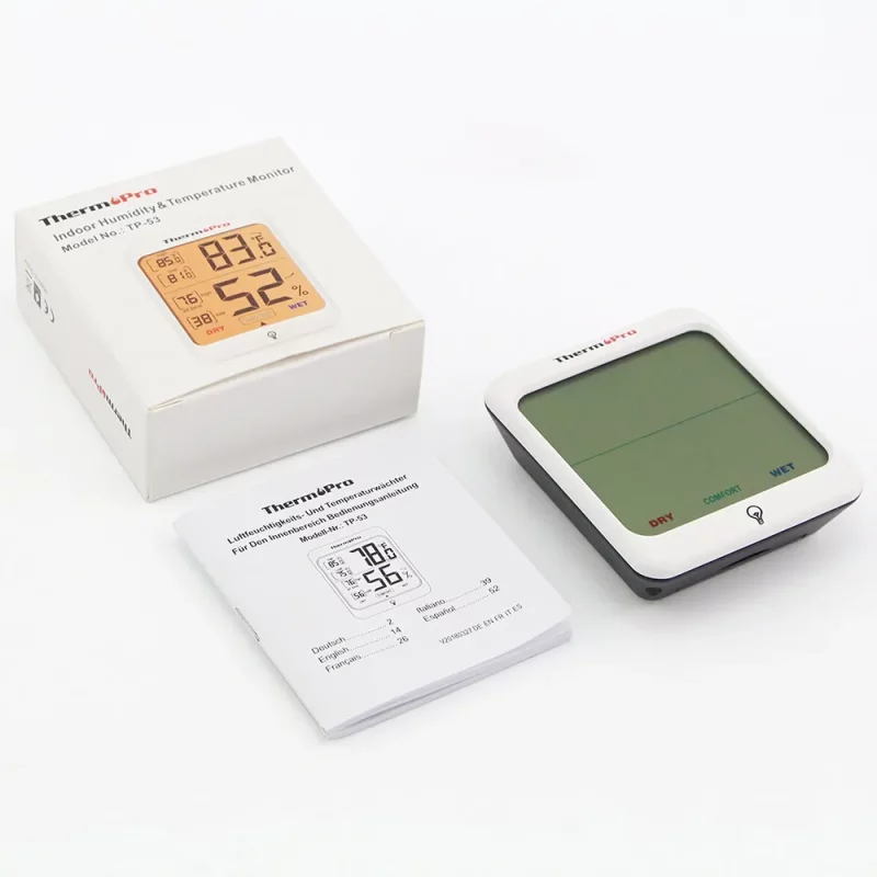 Sd6d842874af9461282380136b183f07dr Thermomètre et hygromètre d’intérieur numérique, TP53, rétro-éclairage, intérieur – Image 7