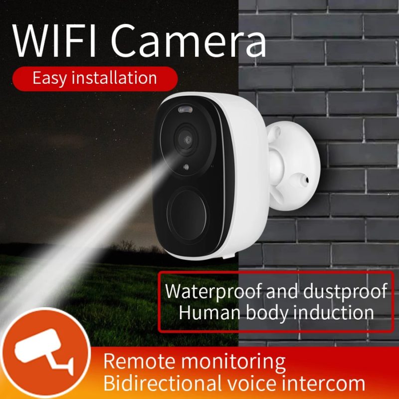 Caméra de surveillance WiFi, FHD 1080P, étanche, rechargeable, dispositif de sécurité extérieur et intérieur – Image 4