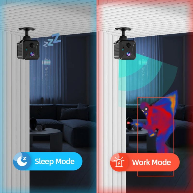 Mini caméra de sécurité 3MP, Wifi, 4G, faible consommation, détection PIR infrarouge, rechargeable – Image 5