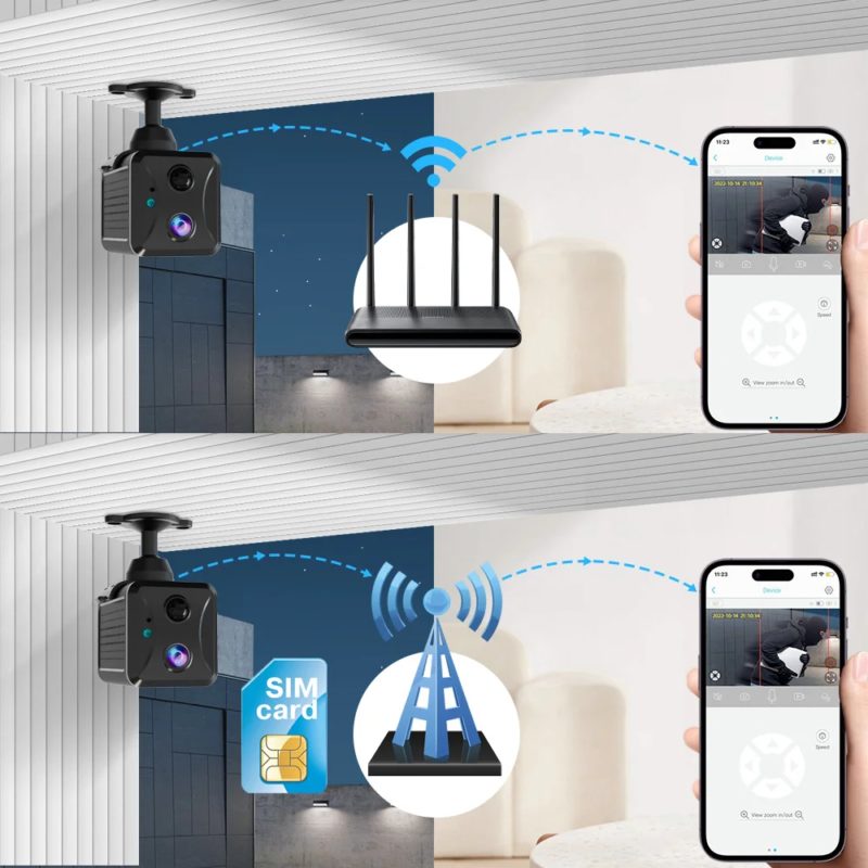 Mini caméra de sécurité 3MP, Wifi, 4G, faible consommation, détection PIR infrarouge, rechargeable – Image 6